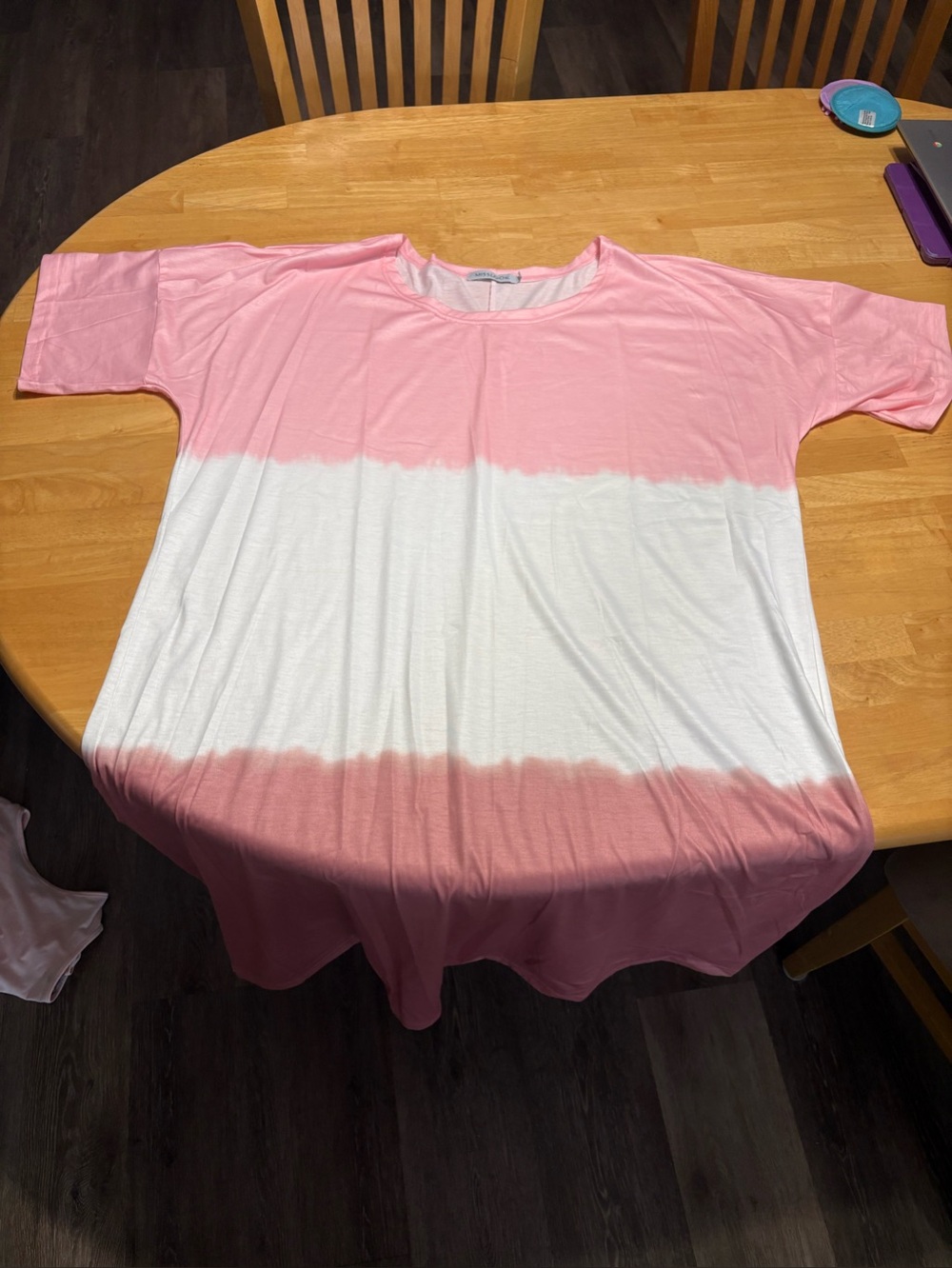 MISSLOOK Pink and White Asymmetrical Hem Dress